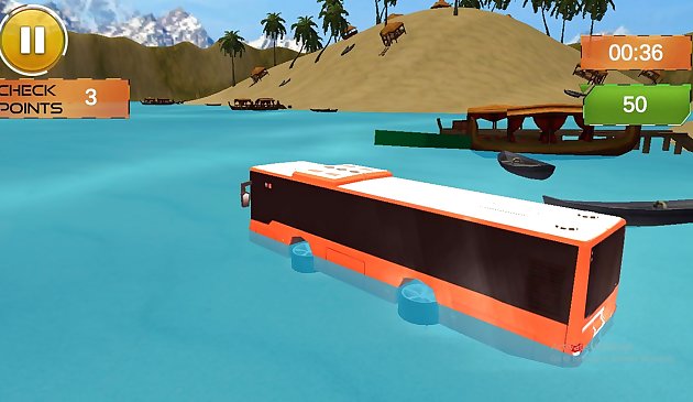 Conducción de autobuses en la playa : Juego de autobuses de superficie de agua
