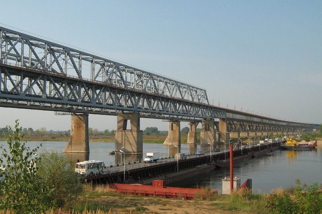 Борский мост и летняя понтонная переправа