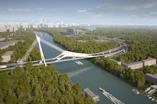 Строящийся автомобильный мост в&amp;nbsp;районе Филевский Парк в Москве