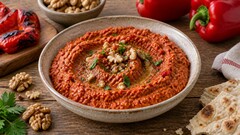 Намазка из печёного перца: орехи оставьте мелкой крошкой