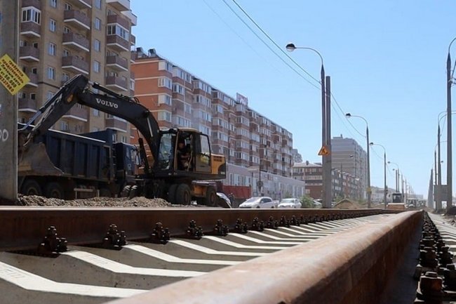 Строительство новой трамвайной линии на Московской в Краснодаре