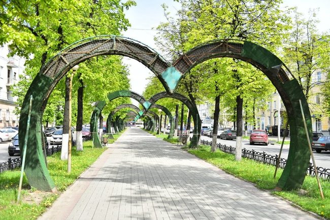 На проспекте Ленина в Ярославле демонтируют цветочные арки