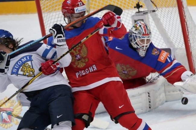 Матч 1/2 финала Россия -Финляндия на чемпионате мира по хоккею.