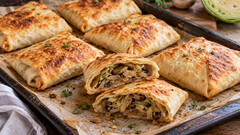 Конвертики из лаваша с грибами и капустой: начинка без пара