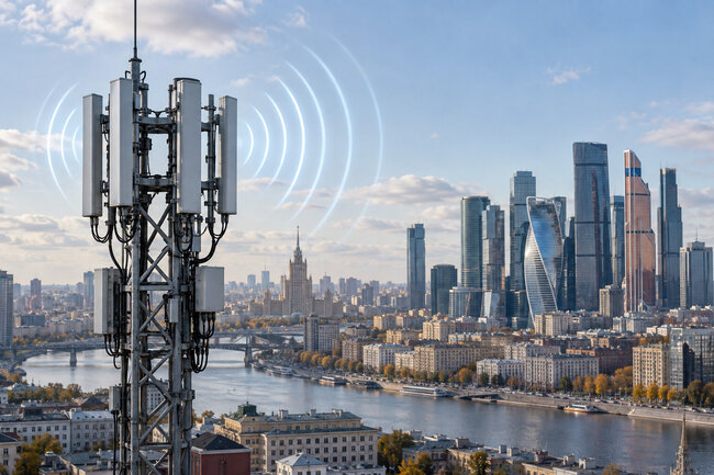 Базовая станция сети 5G в российском городе