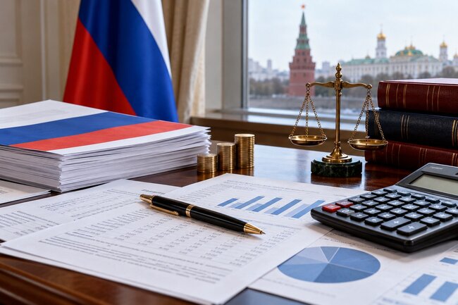 Документы и калькулятор. Тематическая иллюстрация.