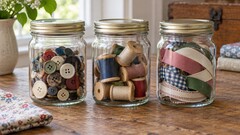 Банки после варенья: соберите хранение для швейных мелочей
