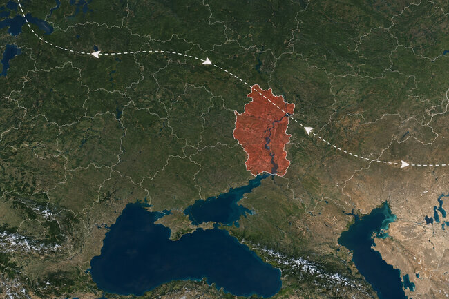 Карта Волгоградской области и маршрут беспилотника