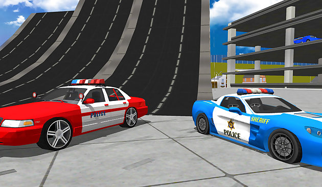 Jogo de dublê de condução de carro de drift da polícia