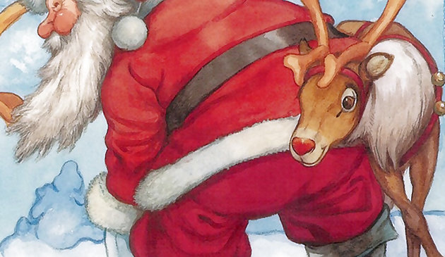 Санта и красноносый северный олень