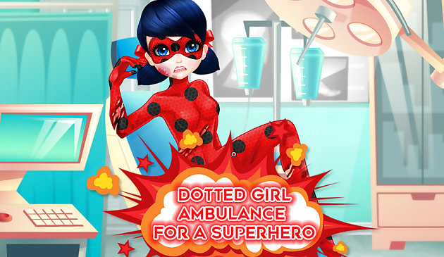 Ambulancia de chica punteada para superhéroe