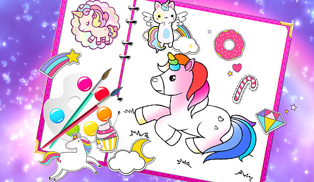 Сказочная симпатичная книга-раскраска единорога