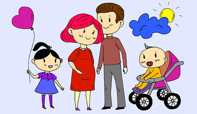 Счастливая семья. Раскраска