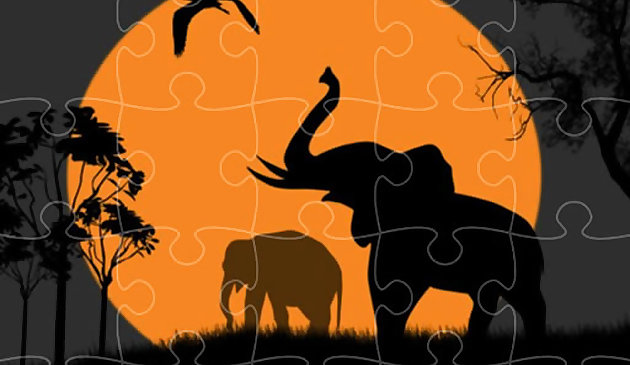 Puzzle silhouette elefante