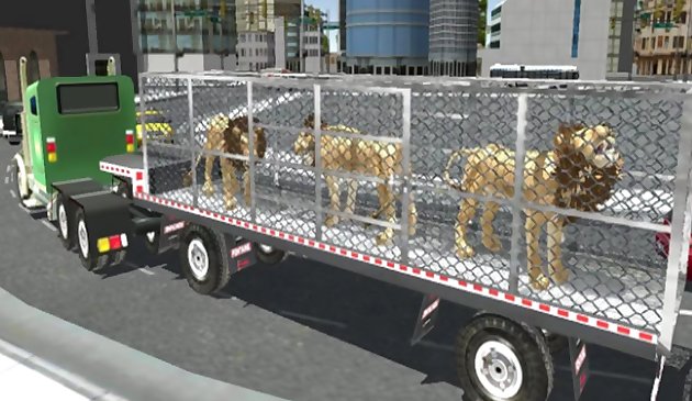 3D игра: Вождение грузовика со звериным зоопарком