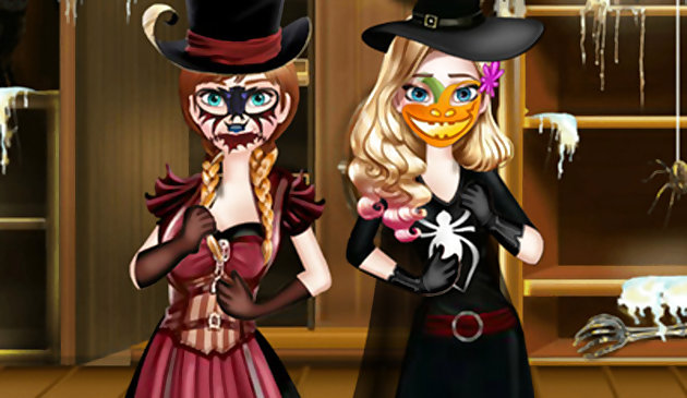 Подготовка сестер к Хэллоуину