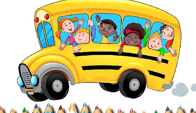 Livro de colorir ônibus escolar
