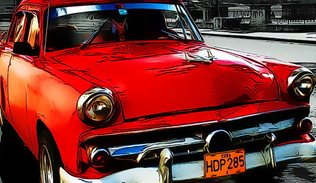 Puzzle de voitures anciennes cubaines