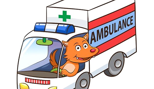 Quebra-cabeça da ambulância de desenho animado