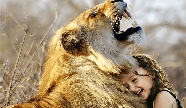 ライオンと女の子のジグソーパズル