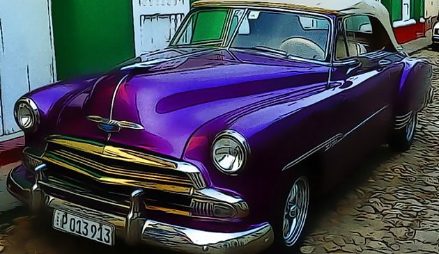 Puzzle de voitures anciennes cubaines