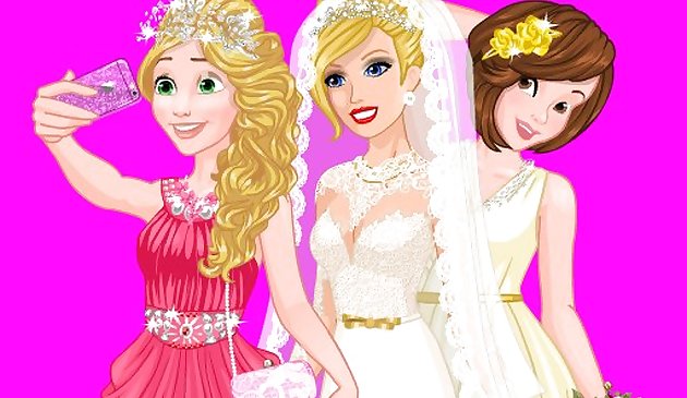 La selfie de boda de Barbie con princesas