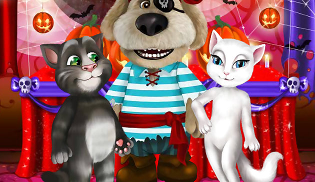 Говорящие Том и Анжела вечеринка Хэллоуина