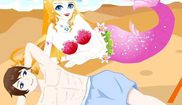 Влюблённый в русалку на пляже