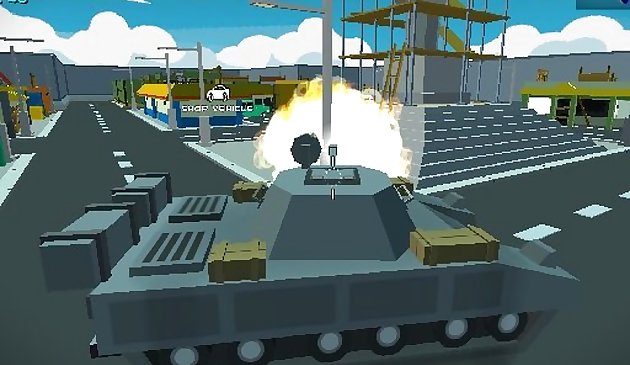 Blocky wars vehículo disparando multijugador