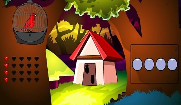 Побег милой красной птицы