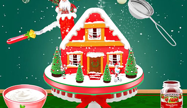 Pastel de Navidad de la casa de pan de jengibre