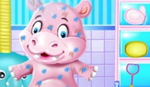 Baby Hippo Bath Time - การดูแลสัตว์เลี้ยง
