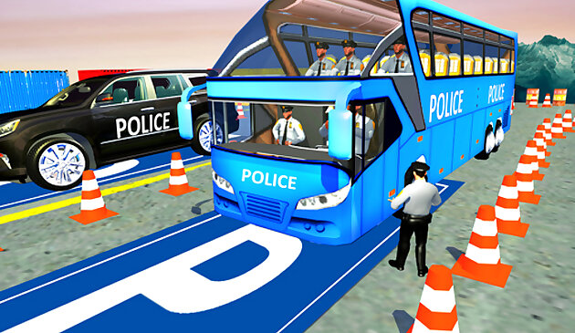 Estacionamiento de autobuses de la policía de EE. UU. 3D