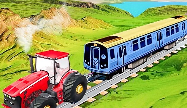 Цепочный трактор буксировка поезда 3D